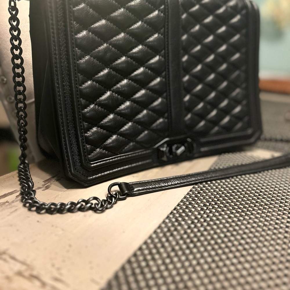 Rebecca Minkoff Black Quilted Chain Shoulder Bag - Picture 4 of 10